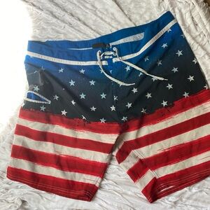 Burnside mens 38  patriotic, stars, and stripes swim trunks board shorts